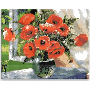 Diamantové malování Diamantové malování - Vlčí mák ve váze - 100x80 cm, bez dřevěného rámu - CZ výroba