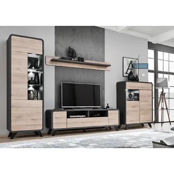 Obývací pokoj ImportWorld Obývací stěna Noudr, antracit / dub kronberg PVC