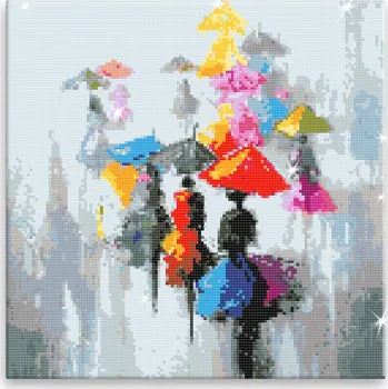 Diamantové malování Diamantové malování - Sedmibarevné deštníky - 40x40 cm, bez dřevěného rámu - CZ výroba