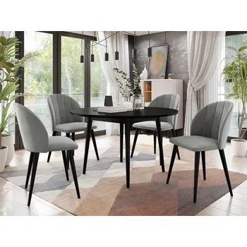 Kulatý stůl Botiler FI 120 se 4 židlemi ST100 04, barva: černá, Potah: Magic Velvet 2217 MIRJAN 5903211162527