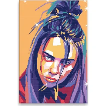 Diamantové malování Diamantové malování - Billie Eilish 02 - 40x60 cm, bez dřevěného rámu - CZ výroba