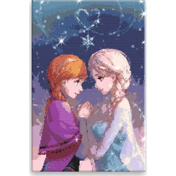 Diamantové malování Diamantové malování - Elsa a Anna - 40x60 cm, bez dřevěného rámu - CZ výroba