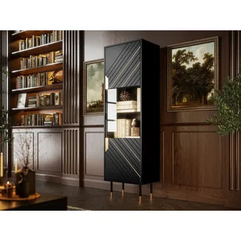 Obývací pokoj Vitrína Maramax 54, Barva: černý / černý + zlatý MIRJAN 5903211310027