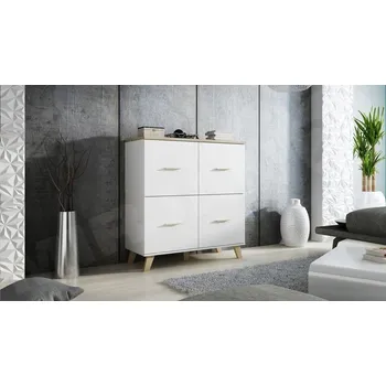 Ložnice Komoda Sanna 110 4D, Barva: brilantní bílá / dub sonoma MIRJAN 5902928126952