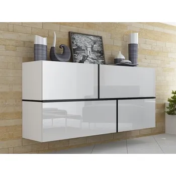 Komoda Komoda Goja, Barva: bílá / bílá lesk + černý MIRJAN 5902928488760