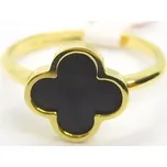 Klenoty Budín Dámský zlatý prsten ze žlutého zlata s černým smaltem čtyřlístek pro štěstí 585/1,82gr vel. 50 H1144 (Klenoty Budín Dámský zlatý prsten ze žlutého zlata s černým smaltem čtyřlístek pro štěstí 585/1,82gr vel. 50 H1144)