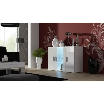 Komoda ImportWorld Komoda Lucilla S7, bílá matná/bílý lesk