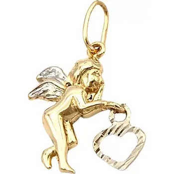 Přívěsek B&B Goldinvestic Zlatý přívěsek Anděl se srdíčkem dvě barvy zlata Žlutá