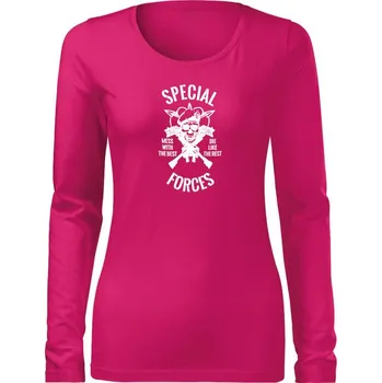 Dámské tričko DRAGOWA Slim dámské tričko s dlouhým rukávem special forces, růžová 160g / m2
