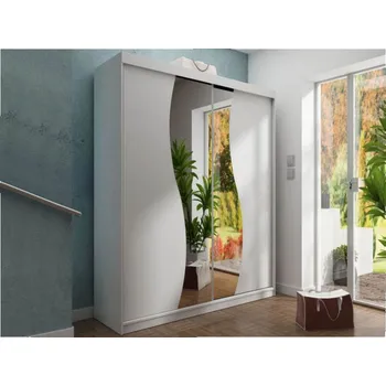 Šatní skříň Šatní skříň se zrcadlem Sahara 8/150 cm, Osvětlení: bez osvětlení, Barva: bílý MIRJAN 5903211100680