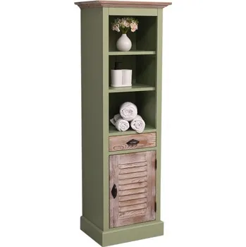 Koupelnový nábytek Vysoká koupelnová skříňka Damiano 669 - zelená/hnědá