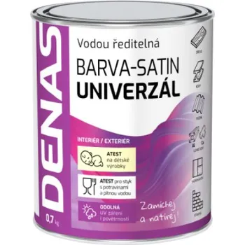 univerzální barva DENAS UNIVERZÁL-SATIN vrchní barva na dřevo, kov a beton, 0120 antracit, 0,7 kg