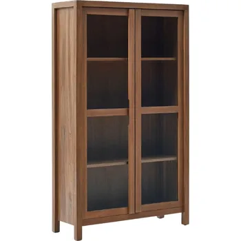 Knihovna Hnědá teaková vitrína Kave Home Sashi 185 x 110 cm
