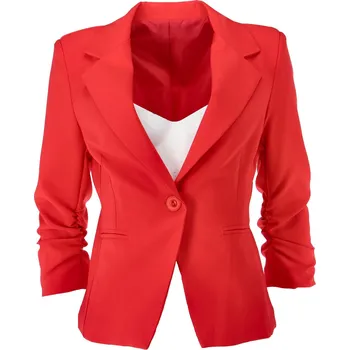Dámské sako Sako řasený rukáv 6077 barva: červená, Velikost: L