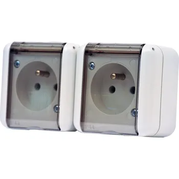 Elektrická zásuvka SCAME Dvojzásuvka AQUALINE transparentní víčko šedá IP44 134.22922.GT