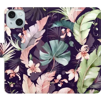 Pouzdro na mobilní telefon Flip pouzdro iSaprio - Apple iPhone 15 Plus - Flower Pattern 08 - kapsičky na karty (Knížkový flip kryt, obal, pouzdro iSaprio na mobil Apple iPhone 15 Plus - Flower Pattern 08 - 360° ochrana telefonu, přihrádka na karty a hotovost, funkce stojánku, pevná