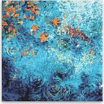 Diamantové malování Diamantové malování - Rybí jezírko v dešti - 40x40 cm, bez dřevěného rámu - CZ výroba