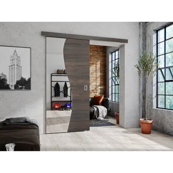 Interiérové dveře Interiérové ​​posuvné dveře Zlatan 90, Barva: Jasan tmavý / Jasan tmavý + zrcadlo MIRJAN 5903211101045