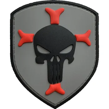 Nášivka WARAGOD Nášivka 3D Knights Templar Cross Crusaders with Punisher 7.5x6cm