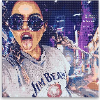 Diamantové malování Diamantové malování - Ve víru velkoměsta - 40x40 cm, plátno vypnuté na rám - CZ výroba