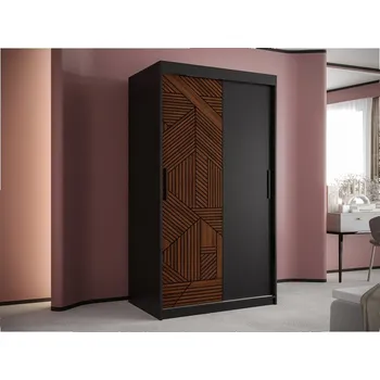 Šatní skříň Šatní skříň Montik I 100, Úložný prostor: ano, Barva: Černý mat/Ořech tmavý MIRJAN 5903211305047