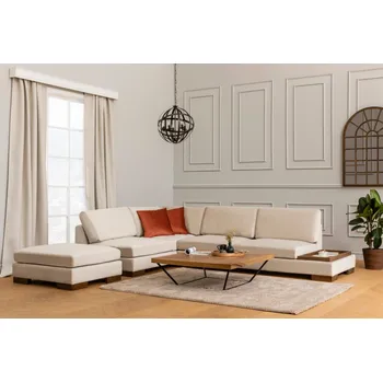 Sedací souprava Rohová sedačka DARIUS s taburetem, levá, béžová +možnost VÝNOSU + vyzvednutí ZDARMA