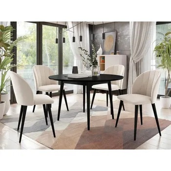 Kulatý stůl Botiler FI 120 se 4 židlemi ST100 04, barva: černá, Potah: Magic Velvet 2250 MIRJAN 5903211162510
