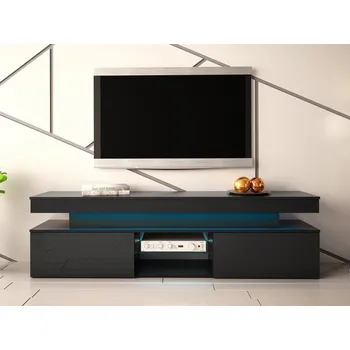 Televizní stolek TV stolek/skříňka s LED osvětlením Lestirola 2D 190, Barva:: černá / černý lesk MIRJAN 5903211283895