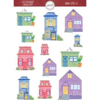 Samolepící dekorace ePipí Arch samolepek Domečky A6 12 samolepek