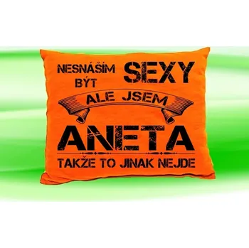 Dekorativní polštářek Polštář se jménem ANETA Oranžový (polštářek nesnáším být sexy ale jsem ???)