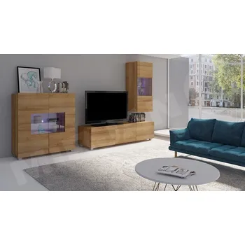 Obývací stěna Obývací stěna Bralani VII, Barva: dub zlatý, Osvětlení: osvětlení LED - bílé MIRJAN 5902928220520