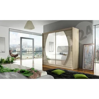 Šatní skříň Skříň s posuvnými dveřmi London IV, Barva: sonoma, Osvětlení: bez osvětlení MIRJAN 5902928050660