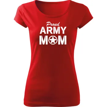 DRAGOWA dámské krátké tričko army mom, červená 150g/m2