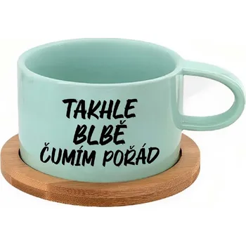 Hrnek makronka - Takhle blbě čumím pořád Barva hrnečku: Mátová