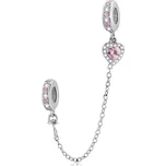 Elenys stříbrný přívěsek bezpečnostní řetízek Růžové srdce