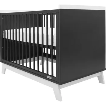 Dětská postýlka Dětská postýlka se zábranou New Baby MARCUS 120x60 cm grafit/bílá