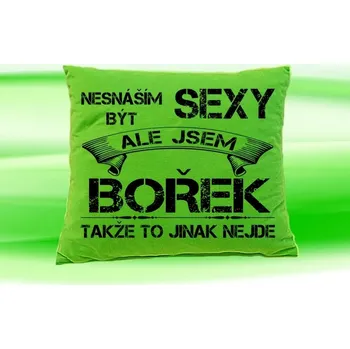 Dekorativní polštářek Polštář se jménem BOŘEK Zelený (Polštářek nesnáším být sexy )