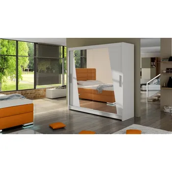 Šatní skříň Posuvná skříň London XIV, Barva: bílá / zrcadlo, Osvětlení: bez osvětlení MIRJAN 5902928735857