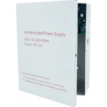 spínaný zdroj Napájecí zdroj 12V DC 3A lineární NC/NO + UPS se spínáním a zálohovou funkcí a nastavitelným časem sepnutí, v kovovém boxu