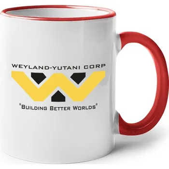 Keramický hrnek Weyland Yutani, Barva Červená, Velikost 330 ml, Canvas Keramický hrnek s barevným uchem Bezvatriko.cz 0132 - DTF/DTG