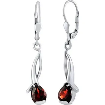 Náušnice Stříbrné náušnice visací Messy s přírodním granátem JSW2113SGRKL