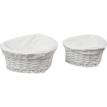 Úložný box 2x Košík srdce s látkou, 23 x 23 x 11 cm, 29 x 29 x 13 cm, bílá|Ego Dekor