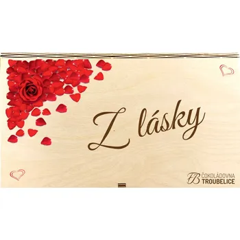 Čokoláda Čokoládovna Troubelice Dřevěná kazeta s čokoládou "Z lásky" Varianta: mléčná 51%