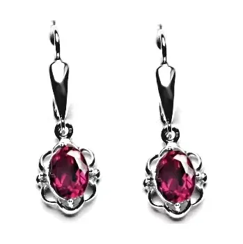 Náušnice Stříbrné visací náušnice rubín - NK20/1140 (Stříbrné náušnice s rubíny)