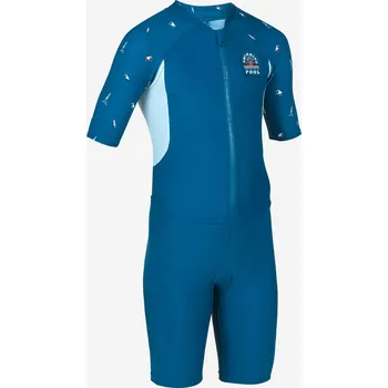 Neoprenový oblek DECATHLON Chlapecká kombinéza s krátkým rukávem Shorty 100 modrá 7 LET MODRÁ|TYRKYSOVÁ