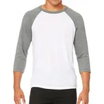 Bella+Canvas Baseballové unisex triko se 3/4 kontrastními rukávy Barva: bílá - šedý melír, Velikost: XXL CV3200