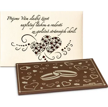 Čokoláda Čokoládovna Troubelice Čokoláda SVATBA - perleť krémová srdíčka, 120g Varianta: hořká 75%