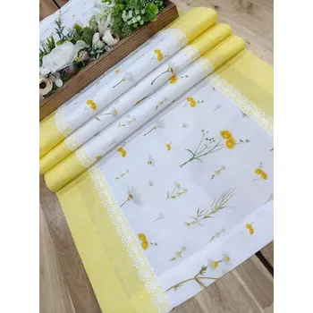 ubrus Běhoun - blatouch a heřmánek v kombinaci se žlutou