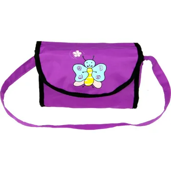 Kočárek pro panenku BonCare Taška na kočárek pro panenky fialová s motýlkem