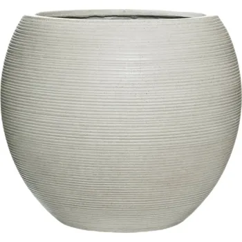 Květináč Abby Light Grey (horiz. ridg.) S - Ø 23 cm / V 20 cm